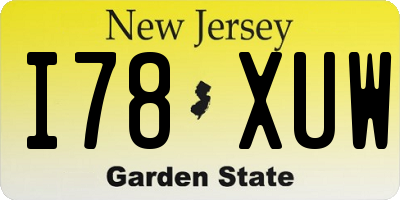 NJ license plate I78XUW