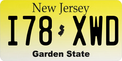 NJ license plate I78XWD