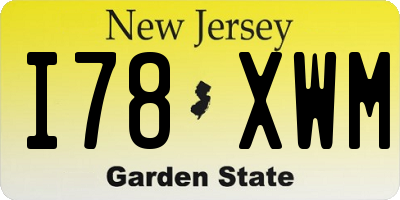NJ license plate I78XWM