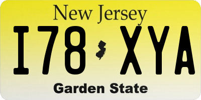 NJ license plate I78XYA