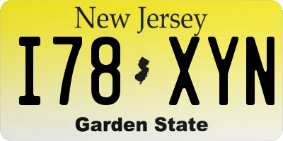 NJ license plate I78XYN