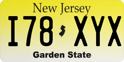 NJ license plate I78XYX