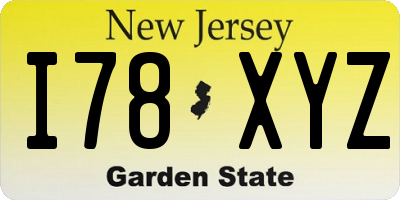 NJ license plate I78XYZ
