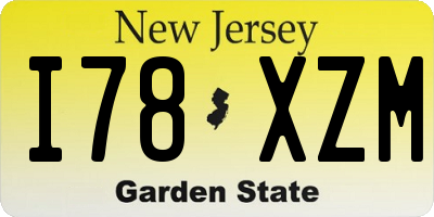 NJ license plate I78XZM