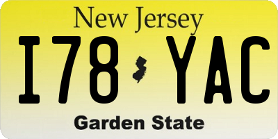 NJ license plate I78YAC