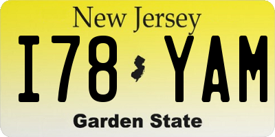 NJ license plate I78YAM