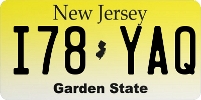 NJ license plate I78YAQ