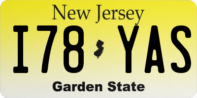 NJ license plate I78YAS