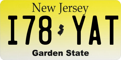 NJ license plate I78YAT