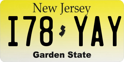 NJ license plate I78YAY