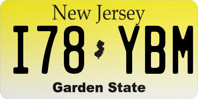 NJ license plate I78YBM
