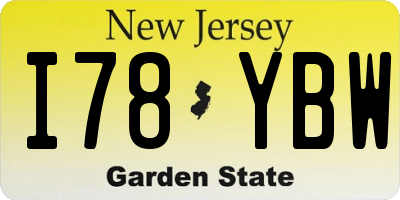 NJ license plate I78YBW
