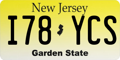 NJ license plate I78YCS