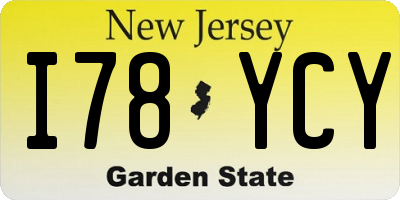 NJ license plate I78YCY