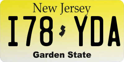 NJ license plate I78YDA
