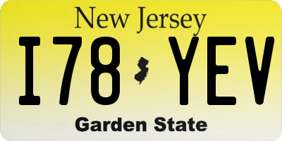 NJ license plate I78YEV