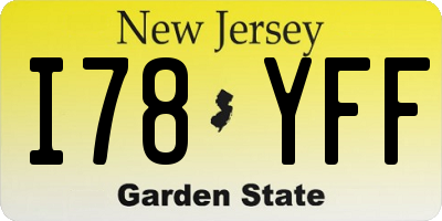 NJ license plate I78YFF