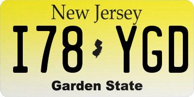 NJ license plate I78YGD