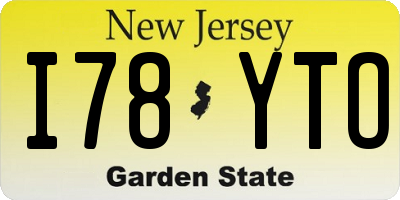 NJ license plate I78YTO