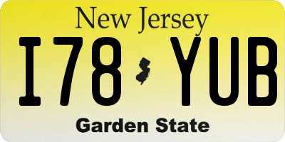 NJ license plate I78YUB