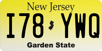 NJ license plate I78YWQ