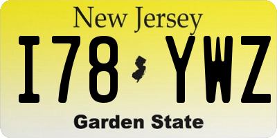 NJ license plate I78YWZ