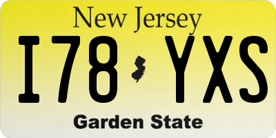 NJ license plate I78YXS