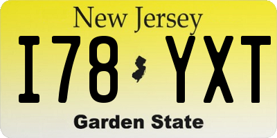 NJ license plate I78YXT