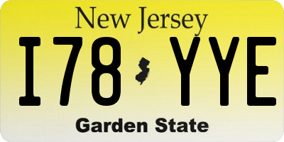 NJ license plate I78YYE