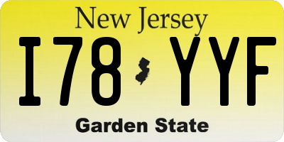 NJ license plate I78YYF