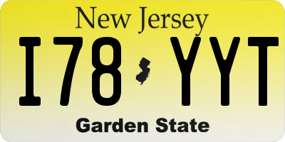 NJ license plate I78YYT