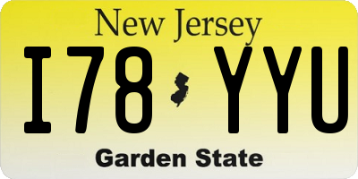 NJ license plate I78YYU
