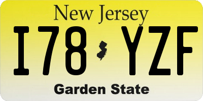 NJ license plate I78YZF