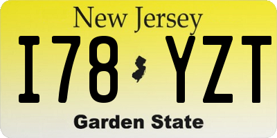 NJ license plate I78YZT