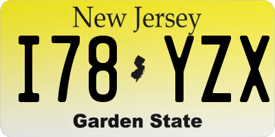 NJ license plate I78YZX