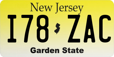 NJ license plate I78ZAC
