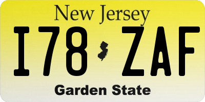 NJ license plate I78ZAF