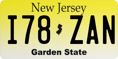 NJ license plate I78ZAN