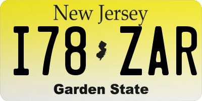 NJ license plate I78ZAR