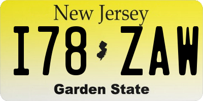 NJ license plate I78ZAW