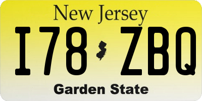 NJ license plate I78ZBQ