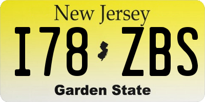 NJ license plate I78ZBS