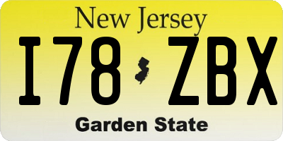 NJ license plate I78ZBX