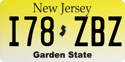 NJ license plate I78ZBZ