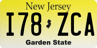 NJ license plate I78ZCA