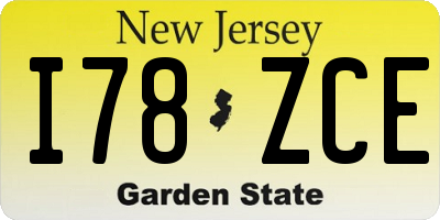 NJ license plate I78ZCE