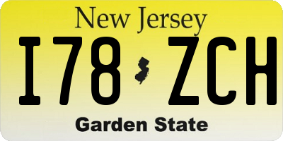 NJ license plate I78ZCH