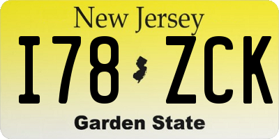 NJ license plate I78ZCK