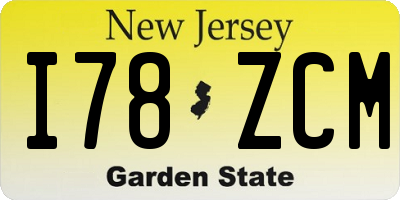 NJ license plate I78ZCM