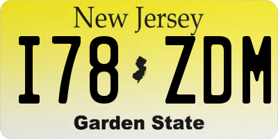 NJ license plate I78ZDM